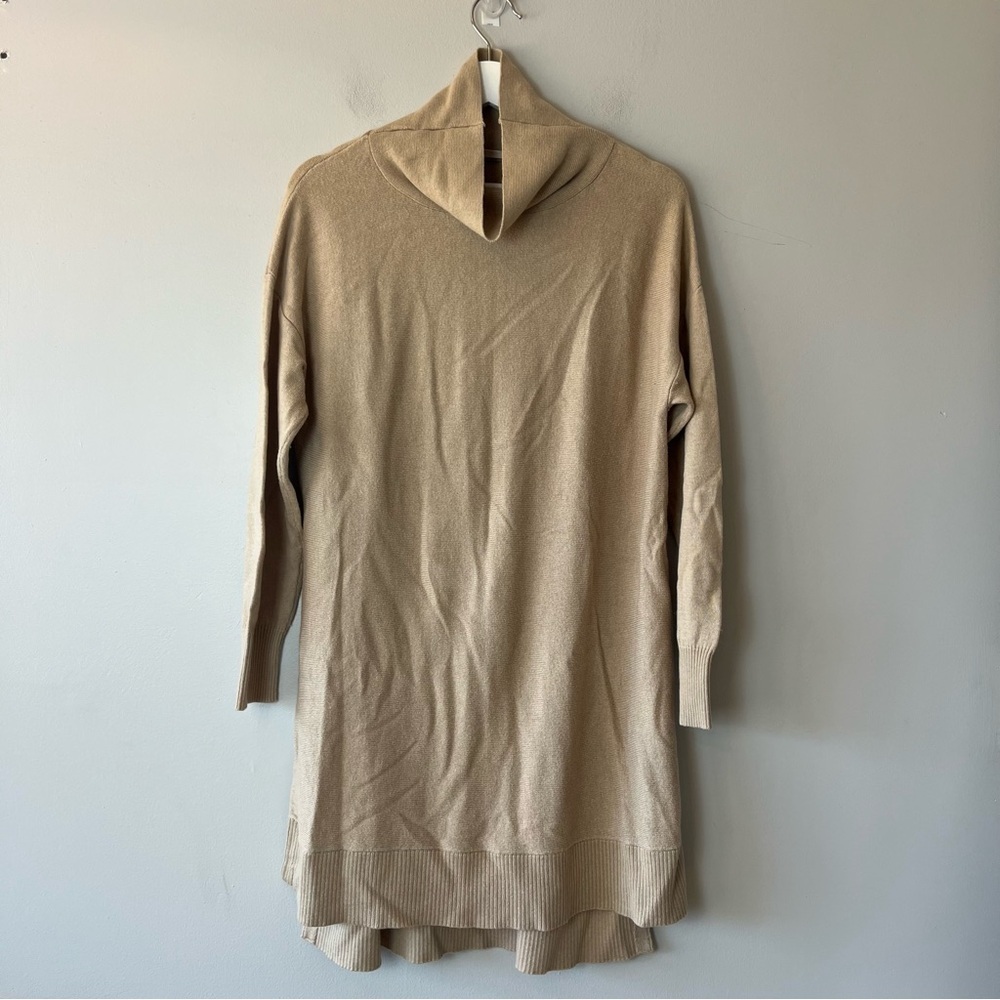 Soft Surroundings Wool Cashmere Tan Long Sleeve Mock Turtleneck Dress‎ Medium